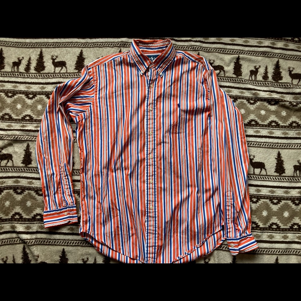 Vintage Polo Ralph Lauren Strioed Dress shirt Sz M